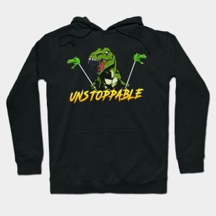 I Am Unstoppable TRex Funny Short Dinosaur Arms Hoodie